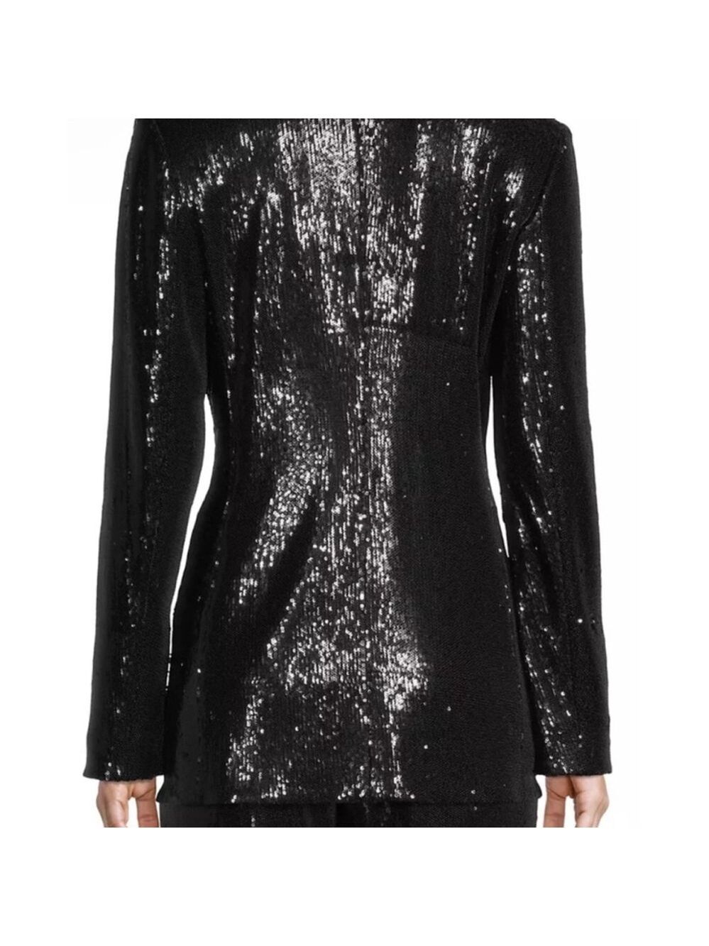 Women's Emporio Armani Blazer Size 46 Black Sequin Was $895 - Picture 6 of 7